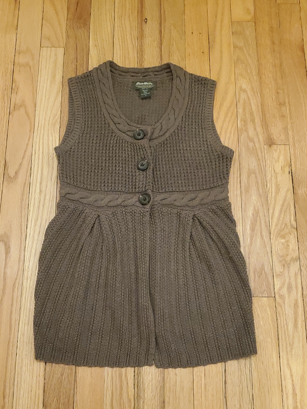 Eddie Bauer Cable Knit Sleeveless Vest - Brown